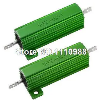 

50W Power Rating 5% 80 Ohm Green Aluminum Housed Resistance Resistors 2 Pcs