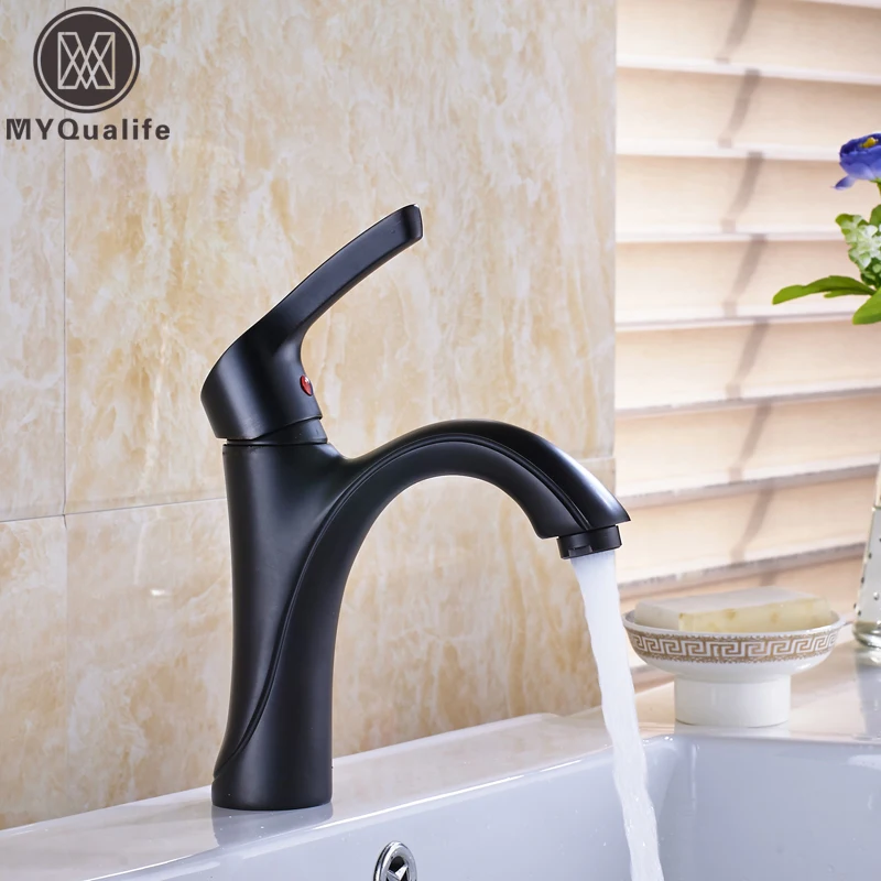 Free Shipping Brass Bathroom Vanity Sink Faucet Single Lever Deck Mounted One Handle Mixers with Hot