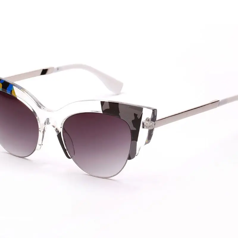 Cat Eye Sunglasses Colorful Metal Frame Reflective Fashion Trendy Women Men Party Driving Outdoor Beach Eyewear Decoration UV400