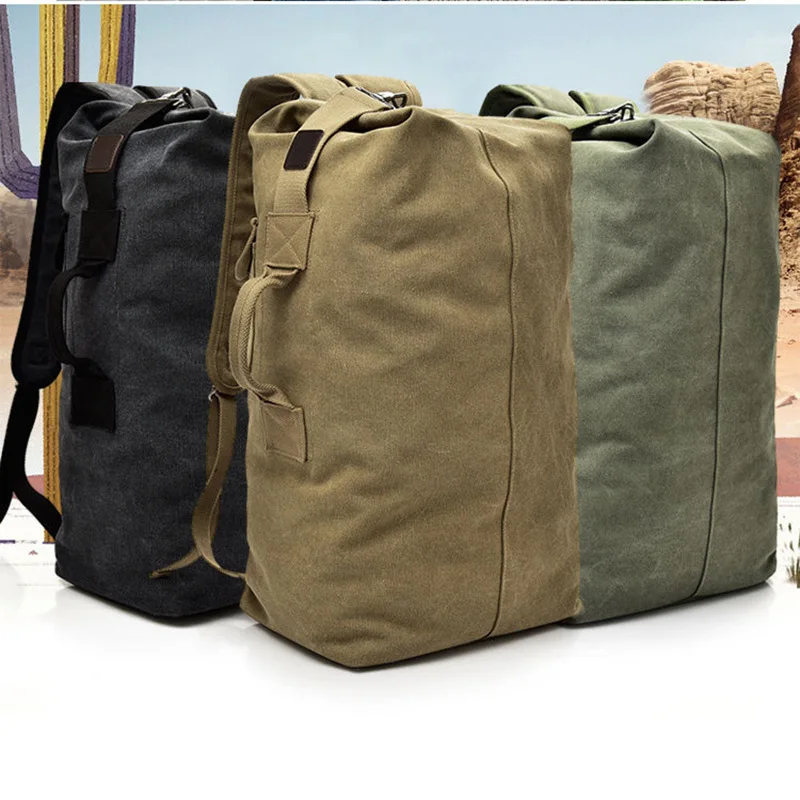 

2019High Quality Canvas Travel Duffle Bag Men Military 55cm High Capacity Travel Backpack Handle Luggage Backpack Overnight Bags