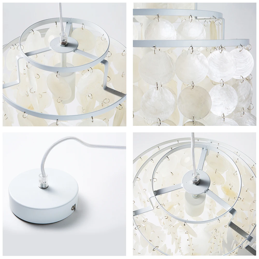 Современная нордическая белая Подвесная лампа из натуральной раковины E27 светодиодные лампы для дома, спальни, гостиной, ресторана