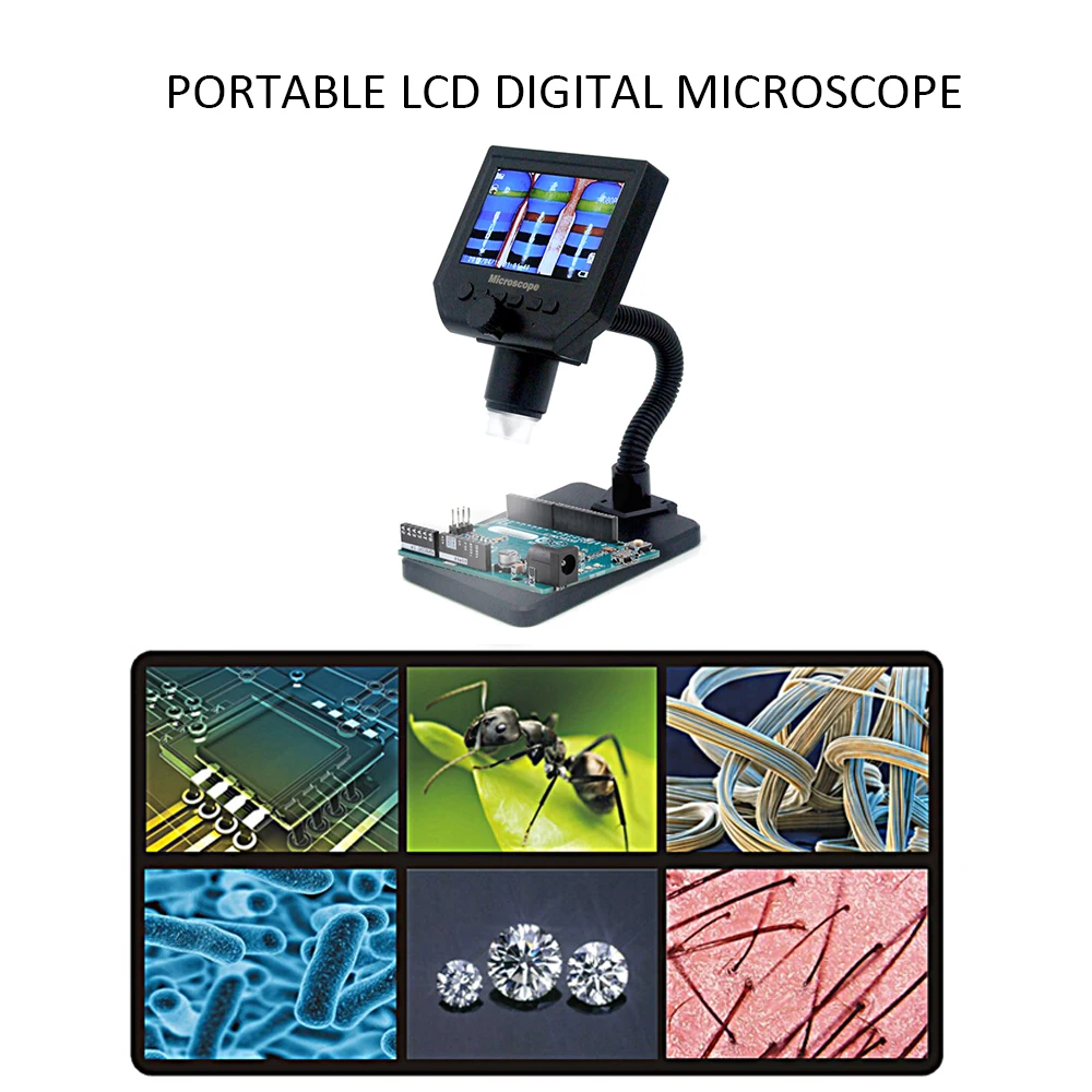 

G600 600X HD 3.6MP 8 LEDs Portable LCD Digital Microscope 4.3" Electronic HD Video Microscopes Endoscope Magnifier Camera