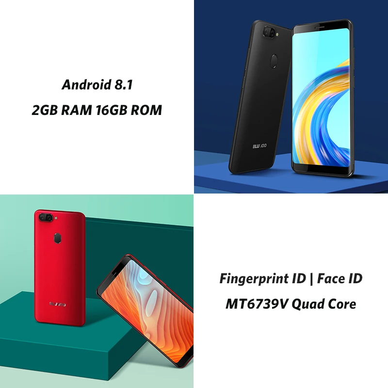 Bluboo D6 Pro Мобильный телефон Android 8 1 5 inch 2 GB 16 18:9 8MP двойной Камера MT6739 4 ядра Face ID