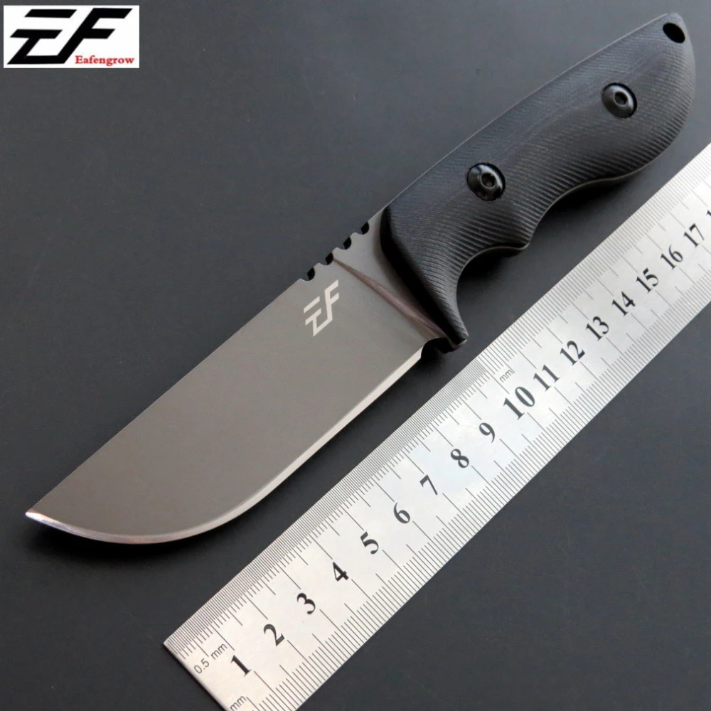 

New Arrival EF23 Outdoor Hunting diving Knife 440C titanium surface steel blade Straight Knife Camping EDC tool knife