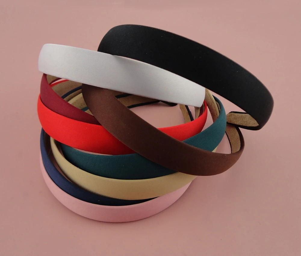 10 pcs assorted color satin covered plastic headbands 20mm satin headband