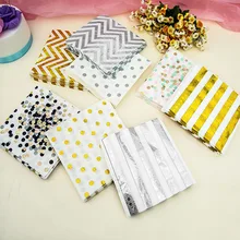 20 Pcs/Pack Gold Silver Disposable Napkins Striped Dot Wave Towel Bride Shower Wedding Birthday Graduation Party Supplies