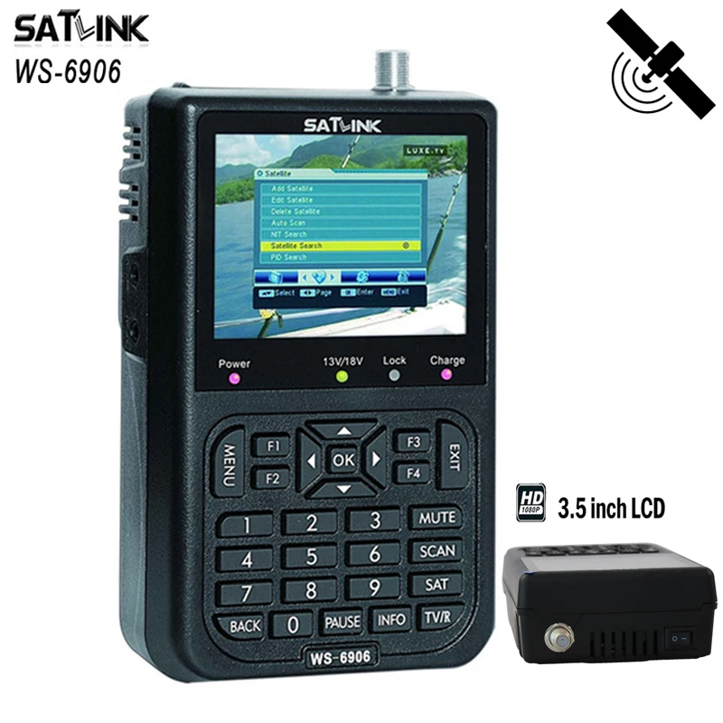 

Satlink Satellite Finder WS-6906 DVB-S FTA Digital Satfinder Meter 3.5 inch LCD Display Sat Finder WS6906 Best Than V8 Finder