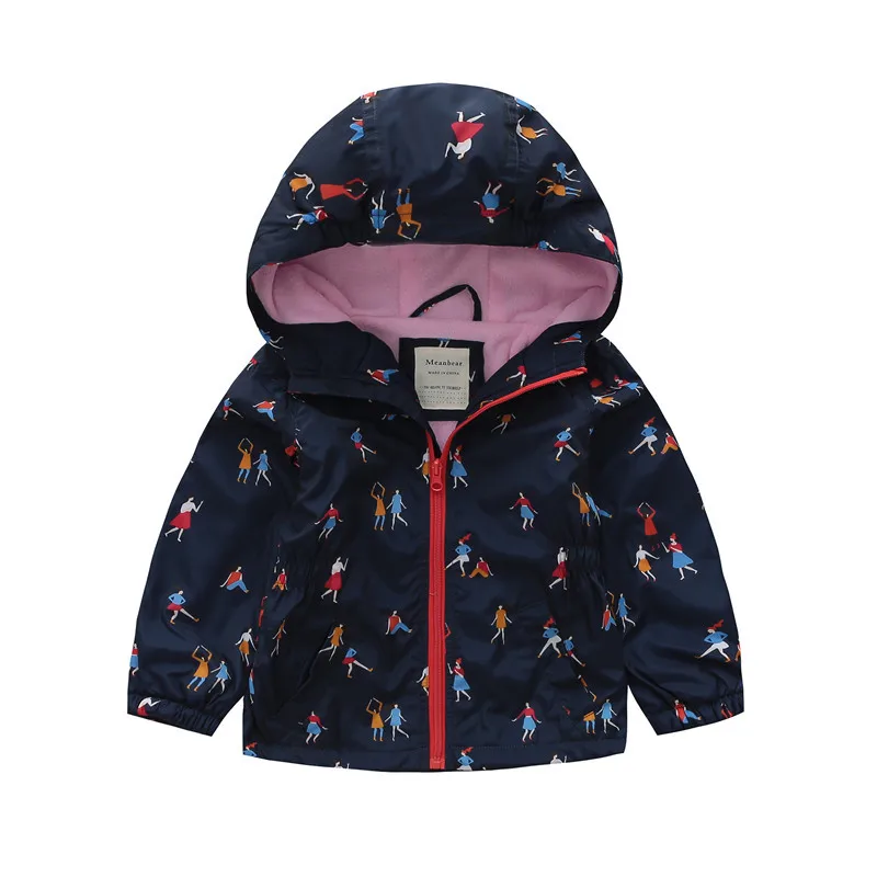 Куртки для девочек, детские костюмы, Новая ветровка с надписью love and velvet, талия и шляпа, водонепроницаемая детская одежда. Детская куртка