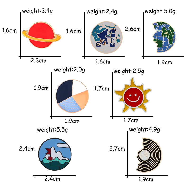 Круглые значки, броши, Вселенная, планета, солнце, земля, путешествия, эмаль, значок, значок, лацкан, рубашка, куртки, пуговицы, булавки, детские ювелирные изделия, аксессуары