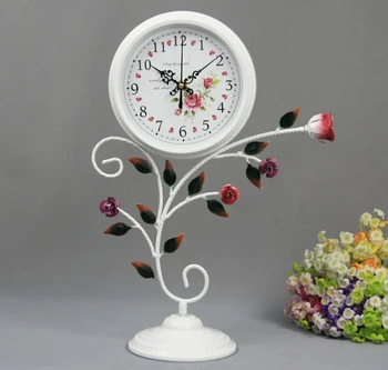 

European pastoral style, wrought iron living room desk clock, table clock/seconds mute table clock
