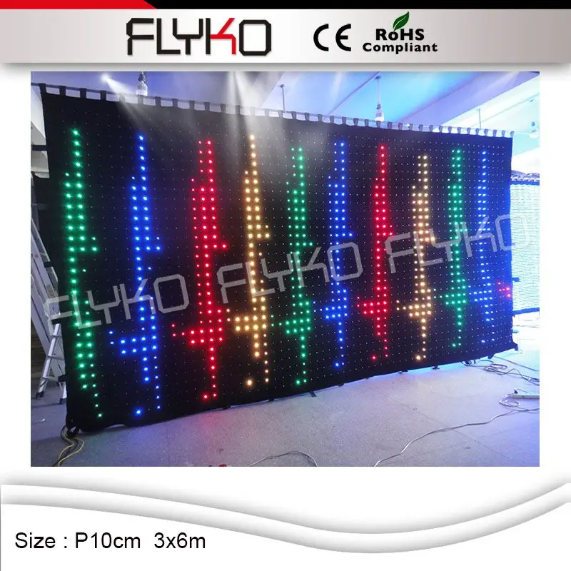 

Freeshipping indoor advertising china video display led curtain wall screen p10cm 3mx6m