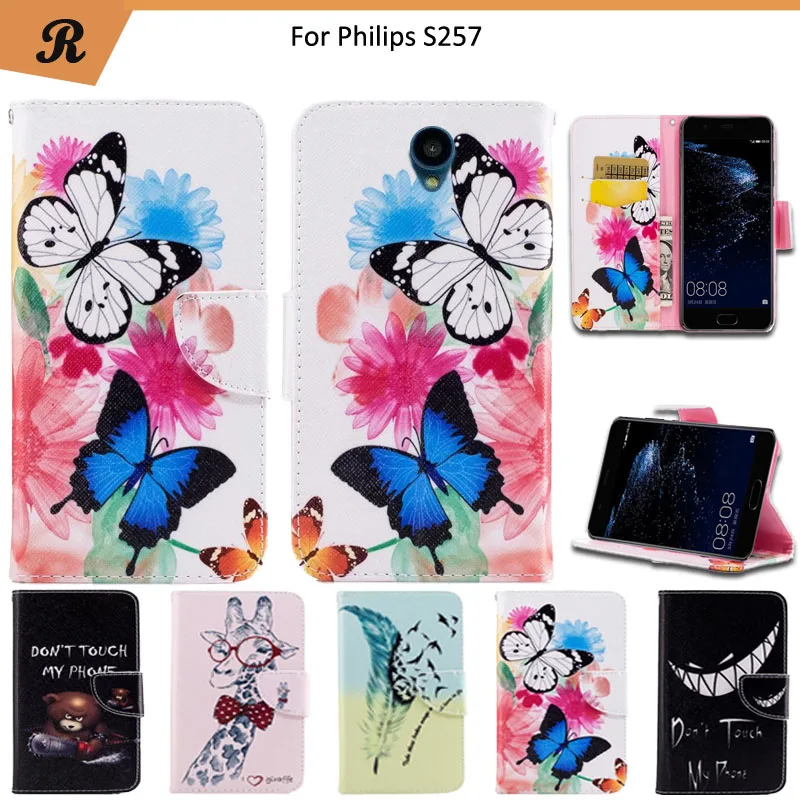 Цветной Чехол бумажник с откидной крышкой для Philips S257 высокое качество