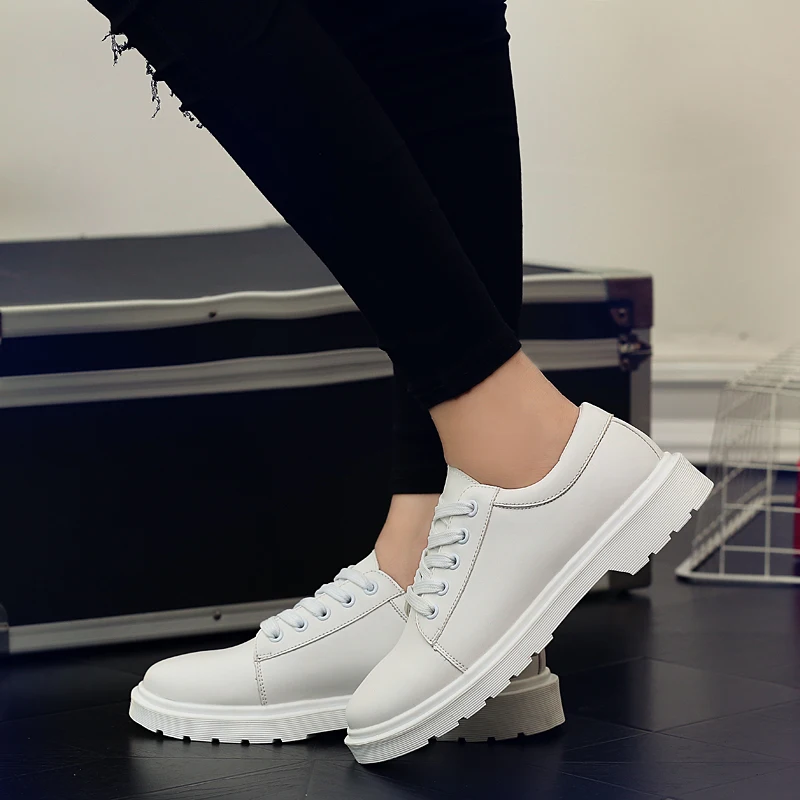 

Rommedal couple casual shoes women men plus size 36-48 white color leather shoes anti-slip comfortable british style footwear