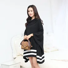 Больше размера d черный вязаный кардиган кимоно Женский Зимний свободный свитер с длинным рукавом накидка пончо женская теплая верхняя одежда пальто размера плюс