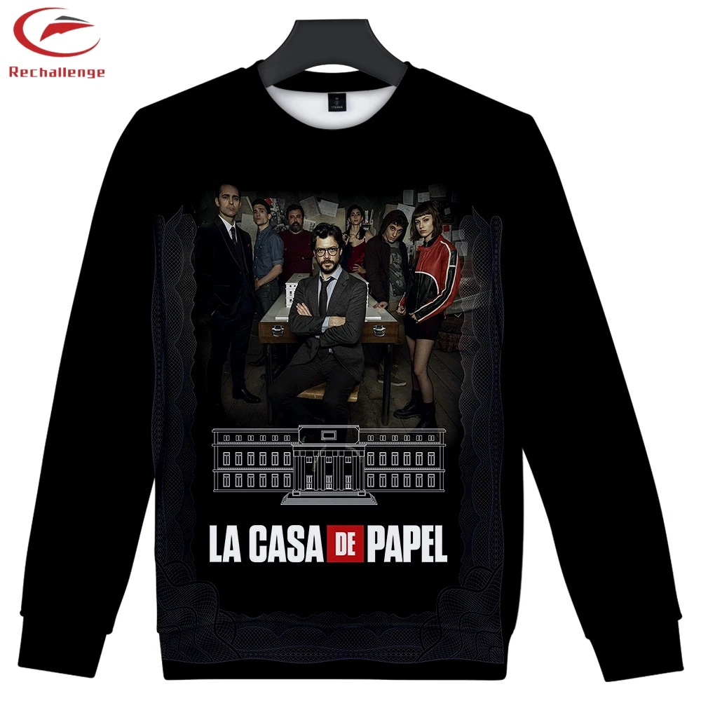 

Money Heist men's 3D round neck clothes trend Money Heist 2019 men's anime fashion casual round neck clothes