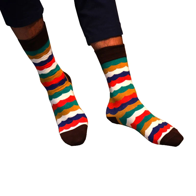 Новые хлопковые цветные мужские носки, 3 пары разных дизайнов, повседневные компрессионные забавные носки