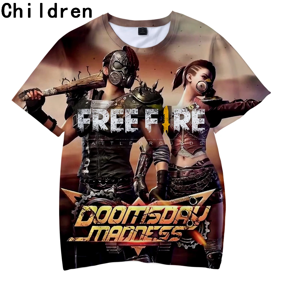 Популярные детские летние крутые футболки с 3D принтом Game Free Fire модные уличные