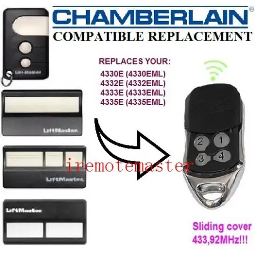 Compatible Chamberlain 4335E 4330E 4332E replacement remote control free shipping 433.92MHZ motorlift 4335e 4335eml 4330e 4330eml 4333e 4333eml 4332e eml replacement remote control free shipping