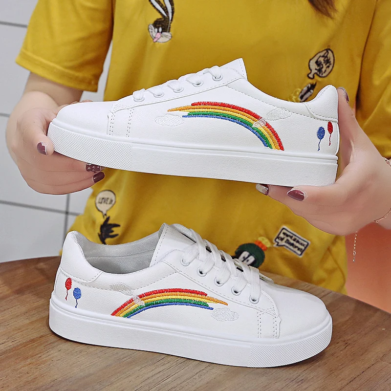 

White Platform Sports Shoes Woman Sneakers 2019 Rainbow Balloon Running Shoes for Women Student Fitness Casual Walking Sneakers