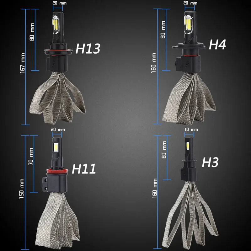 H7 светодиодный светильник лампы для автомобилей Светодиодный H4 9004 9005 9006 9007 hb4 h27 H3 H11 H13 автомобилей головной светильник лампа светодиодный H11 фары комплект 6000K