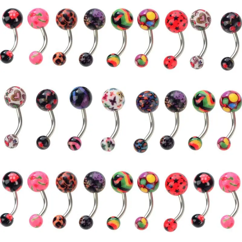 1pc Fashion Sexy Navel Belly Button Ring Barbell Acrylic Ball Belly