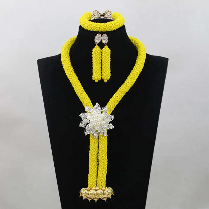 Свадебные комплекты ювелирных изделий с желтыми кристаллами, африканские ювелирные изделия, нигерийские вечерние африканские бусы, компле... Свадебные комплекты ювелирных изделий с желтыми кристаллами, африканские ювелирные изделия, нигерийские вечерние африканские бусы, компле...
