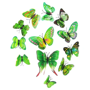 

HOT-12x 3D Butterfly Wall Sticker Fridge Magnet Room Decor Decal Applique Home Decor(color:green)