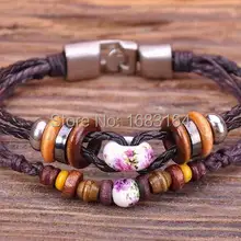 G51 серебристого цвета, новое Мода из конопляной ткани из искусственной кожи ручной работы из бисера браслет наручная повязка наручник s