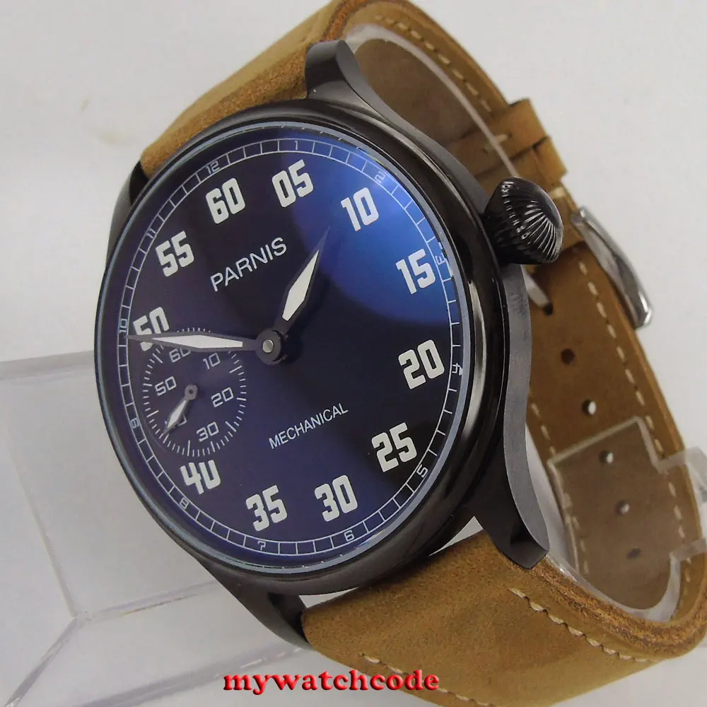 new 44mm parnis black dial luminous PVD hand winding 6497 mechanical mens watch new 44mm parnis black dial luminous PVD hand winding 6497 mechanical mens watch