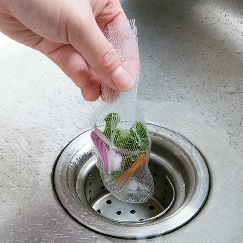

100pcs Reusable Bathroom Kitchen Hair Prevent Sink Colanders Strainers Tools Shower Drain Cover Net Mesh Filter Bag Net Strainer