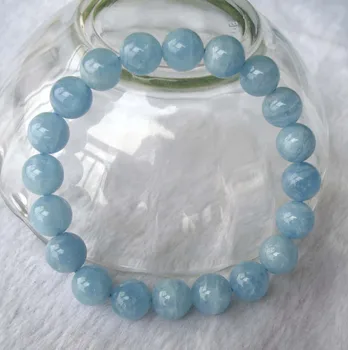 

Free Shipping Natural Aquamarine Round Beads Bracelet Women Jewelry Accessories Weddings Parties Birthday Gift