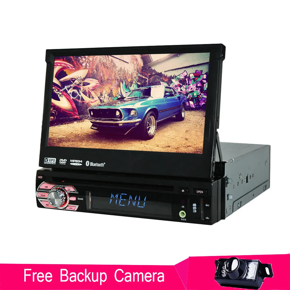 Sale Single 1 DIN Universal 7" Car GPS Navigation DVD Player Radio Stereo Multimedia Touch screen ipod USB+Free Camera+8GB MAP Card 3
