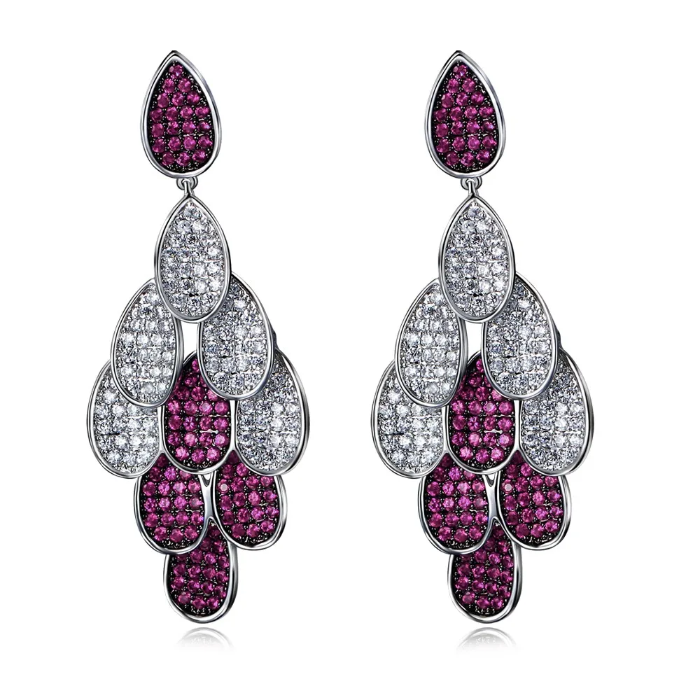 

TT Fashion Deluxe Color Drop Earrings CZ Stone Large Earrings AAA Cubic Zirconia Cadmium & Nickel Free Bridal Wedding Jewelries