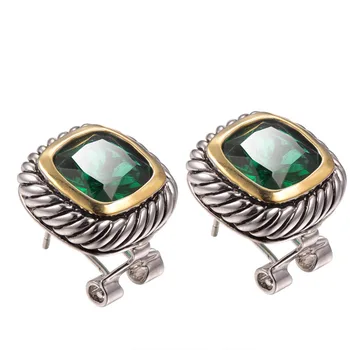 

Simulated Emerald Earrings 925 Sterling Silver Earrings TE638