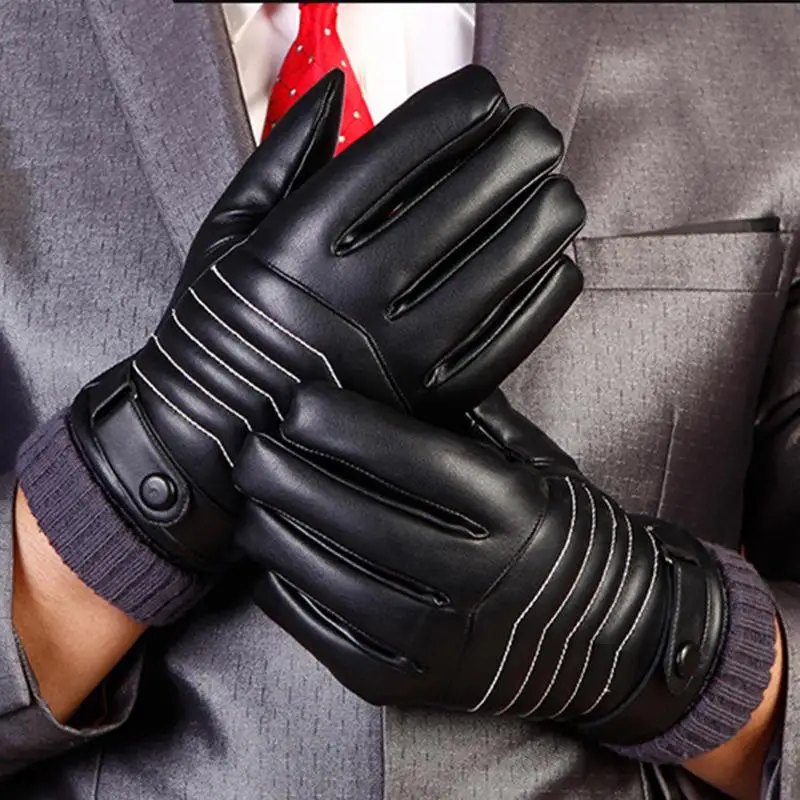 Buy New Arrivals Thicken Velvet Gloves Faux PU And