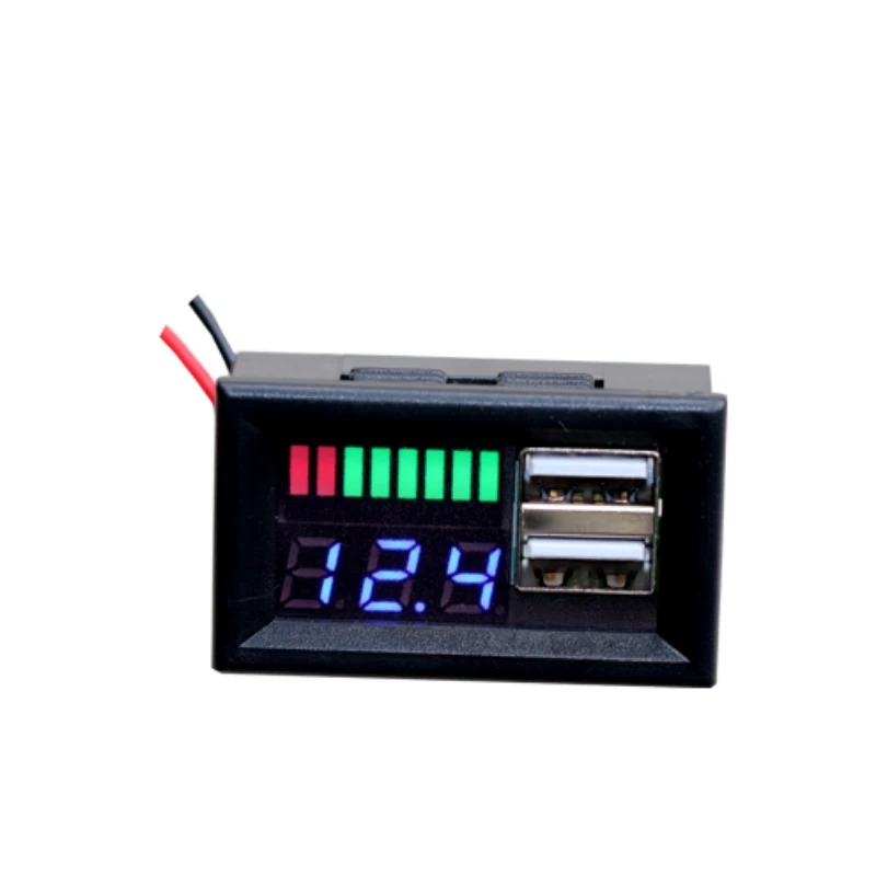 

LED Digital Display Voltmeter Voltage Meter Volt Tester Dual USB 5V 2A For DC 12V Cars Motorcycles Vehicles Battery capacity