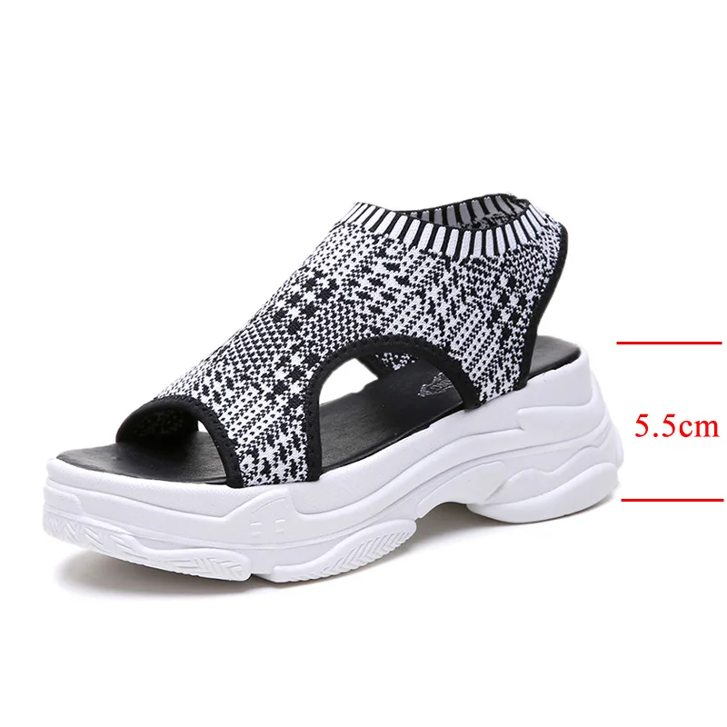 2019 Summer Chunky Sandals Women Shoes Peep Toe Casual Flat Sandals Ladies Breathable Air Mesh Flat Platform Sandals Sandalias