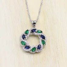 925 серебряные ювелирные изделия полые ожерелье кулон для женщин Синий и Красный кубический цирконий ювелирные изделия