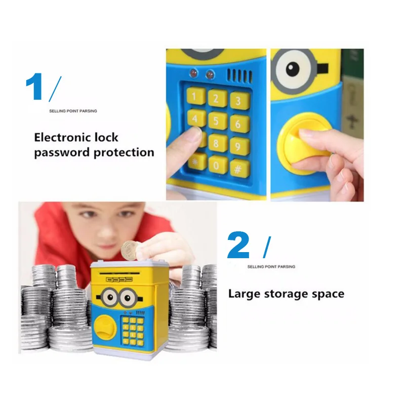 Large Piggy Bank ATM Bank Money Saving Box alcancia Password Minion Safe Piggy Bank Smart Voice Money Piggy Box Cat Coin Bank