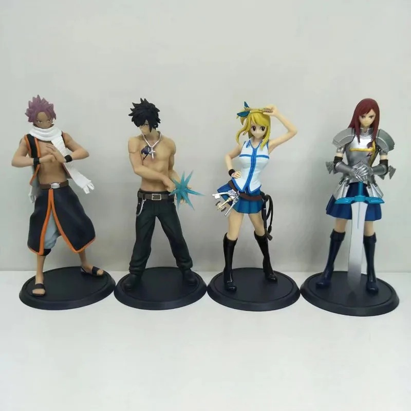 

Free Shipping 4pcs 5" Fairy Tail Anime Natsu Grey Lucy Erza set Boxed 13cm PVC Action Figure Collection Model Doll Toy Gift