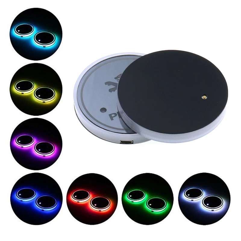 

2PCS 68mm 7 Colors Led Logo Light For Peugeot 206 207 307 3008 2008 308 4008 5008 Water coaster Decorative lights Ambient Light