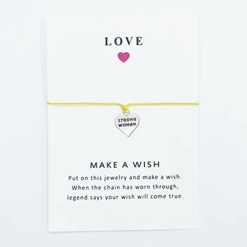 

10pcs Strong Woman Charm Bracelet&Bangles Jewelry Wax Rope Wish Card Adjustable Bracelet For Women Jewelry