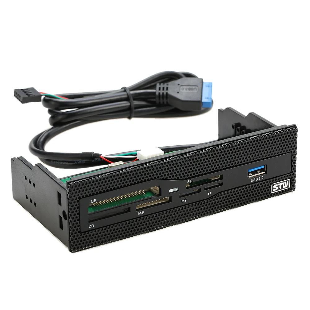 STW 5,2" внутренний кард-ридер медиа многофункциональная панель ПК Передняя панель USB 3,0 Поддержка CF XD MS M2 TF SD кард-ридер smart