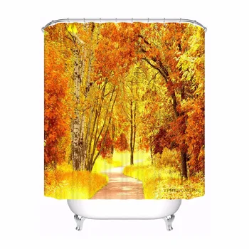 

Custom Maple Leaves@01 Bathroom Acceptable Shower Curtain Polyester Fabric Bathroom Curtain #180318-45-11