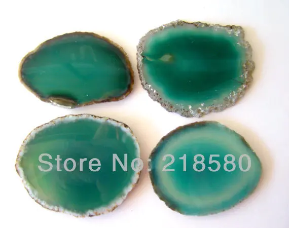 

H-AS02 10pcs Green Stripped Agat Slice Beads 5cm-9cm Long Random In Shape