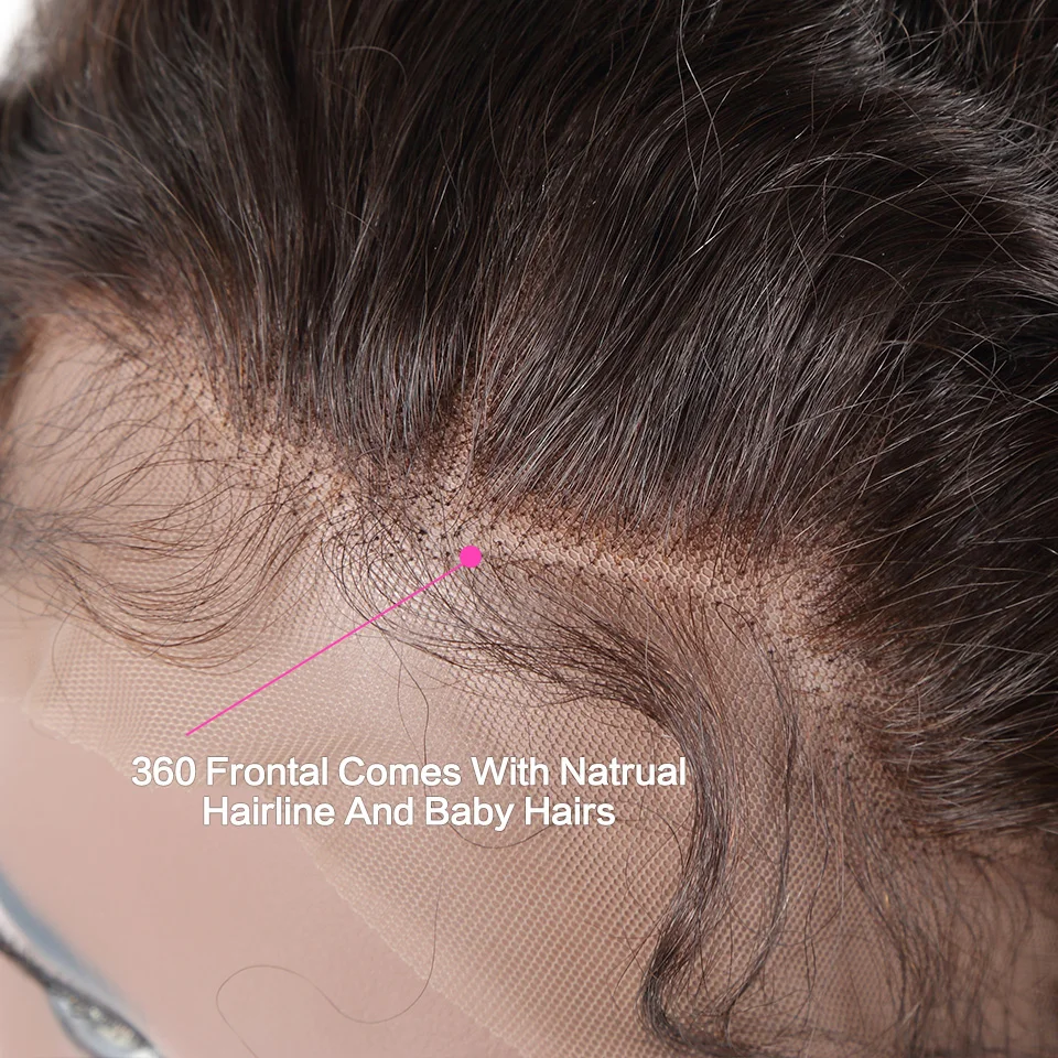 Luvin Человеческие волосы remy, пучок с закрытием, бразильские волосы, 3 пряди, 360, фронтальная кружевная застежка, предварительно выщипанная волнистая волна
