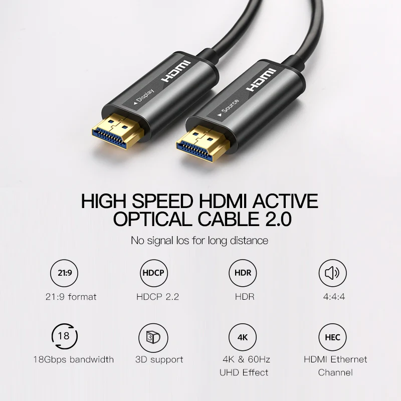 UGREEN HDMI 2.0 Cable 4K 60Hz Fiber Optic HDMI Cable 2.0 HDR for HD TV Box Projector PS4 Cable HDMI