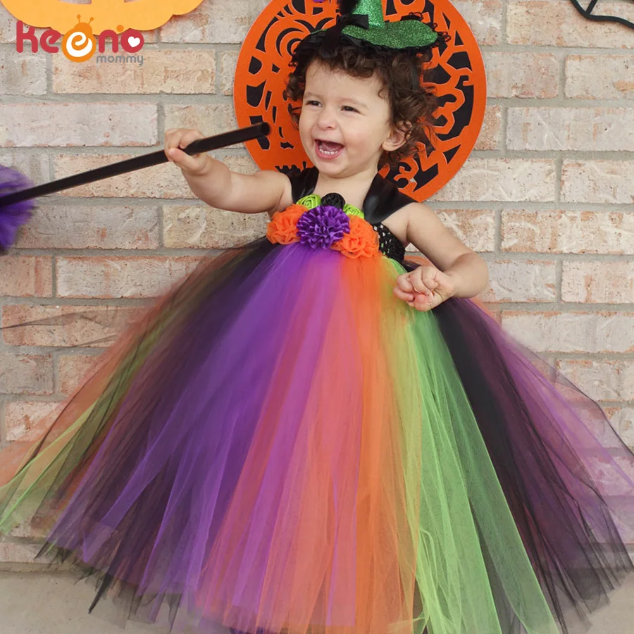 Colorful Bright Rainbow Halloween Tutu Dress Fancy Girls Carnival Party Dress Princess Kids Ball Gown Boutique Dresses (6)