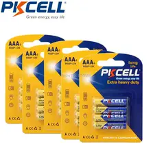 16 шт., 4 карты, PKCELL AAA R03P, основная батарея, углеродная цинковая батарея, 1,5 в, 45 мин, равна UM4, MN2400, LR03, SUM4, LR3, для камеры, радио