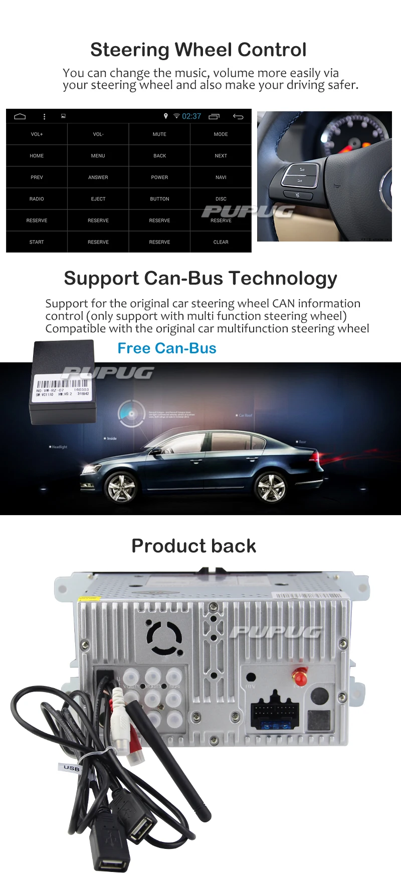 Excellent Android 5.1 Receiver Auto PC Stereo AMP Capacitive Map Car DVD Autoradio 4-Core OBD2 CanBus Radio GPS System For VW Volkswagen 6